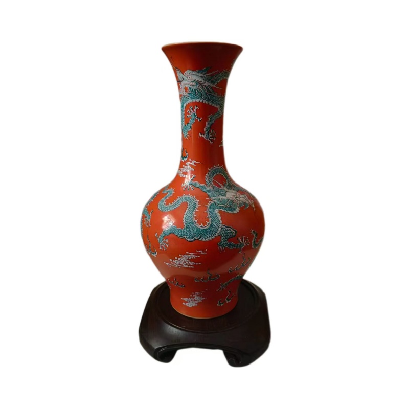 清珊瑚红五龙赏瓶AC0047