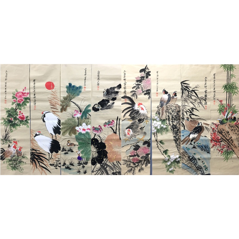 花鸟图八条屏58201