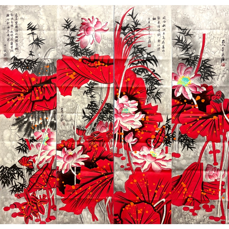 红荷四条屏584610