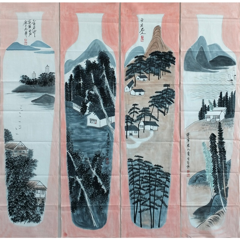 齐白石 山水人家四条屏 60204