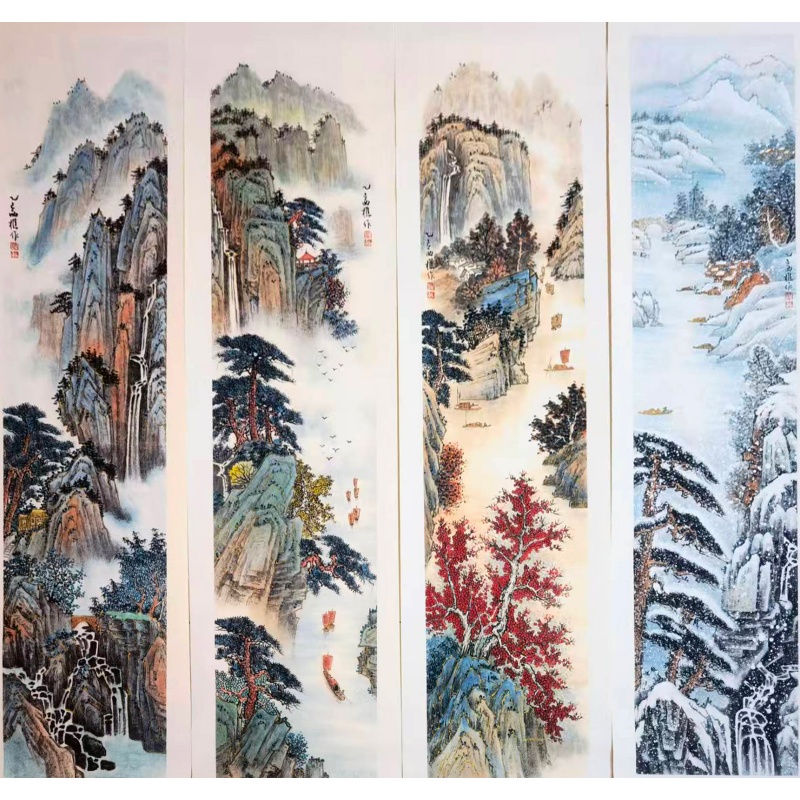 山水四条屏AB0432