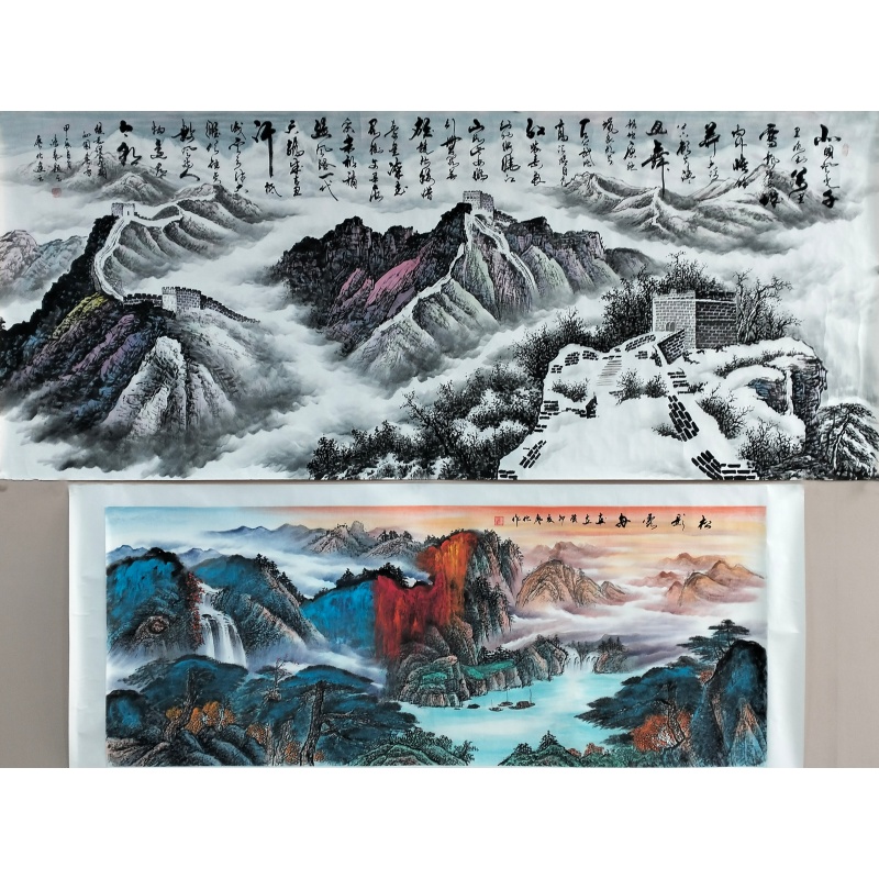 松鹰霞舟、山水北国风光577560