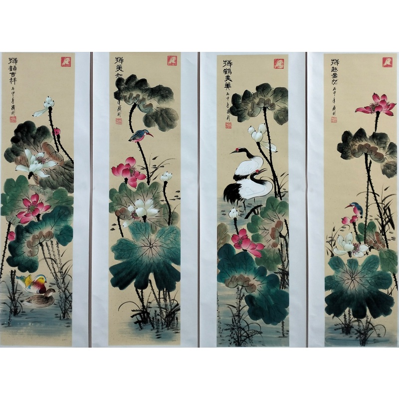 荷花四条屏569100