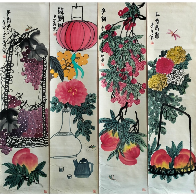 花鸟清贡四条屏60281