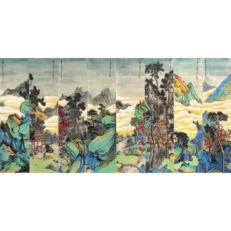 山水八条屏 60720