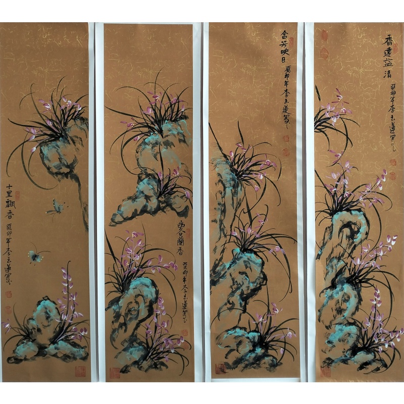 兰花四条屏60290