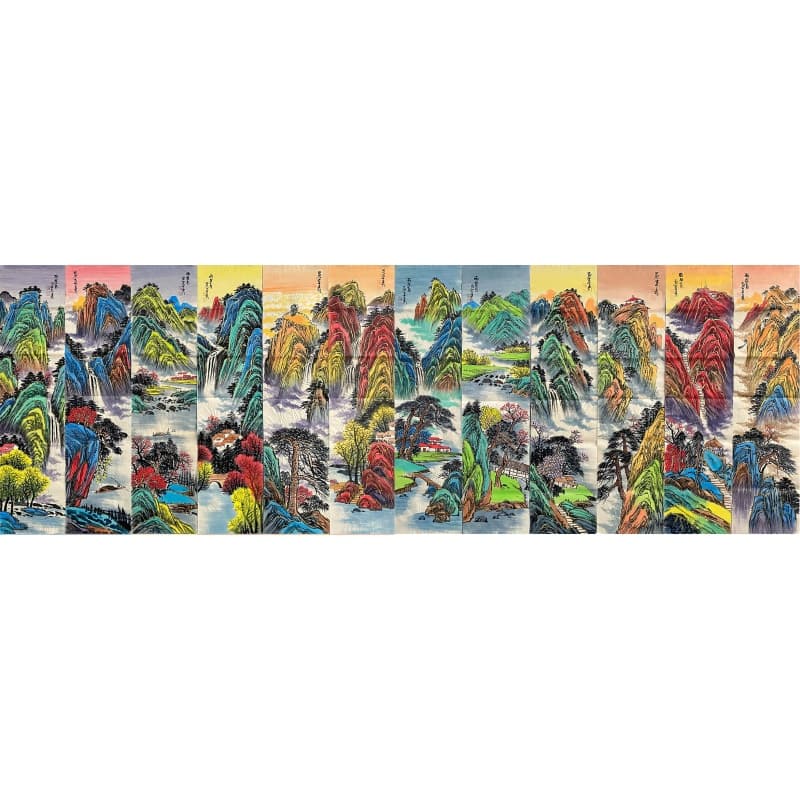 泼彩山水十二条屏 60721
