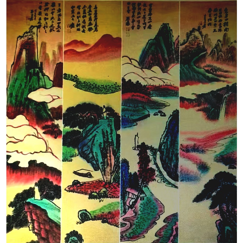 山水四条屏AE0078