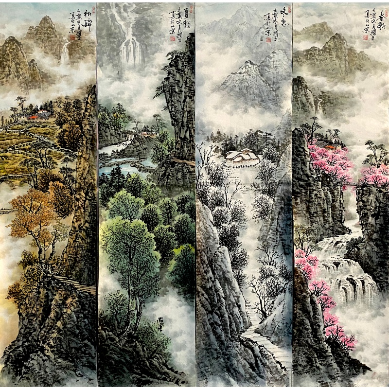 春夏秋冬四条屏573090