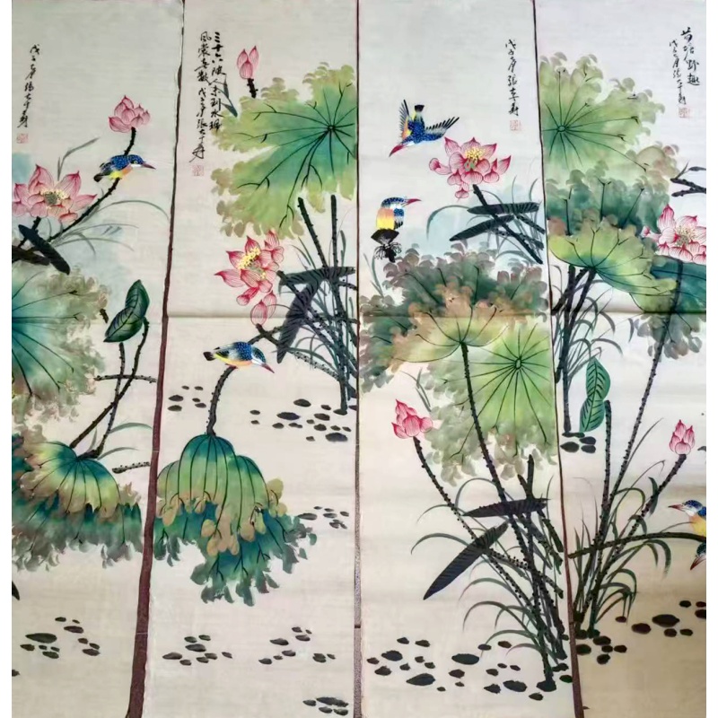 荷花四条屏福书法AH0053