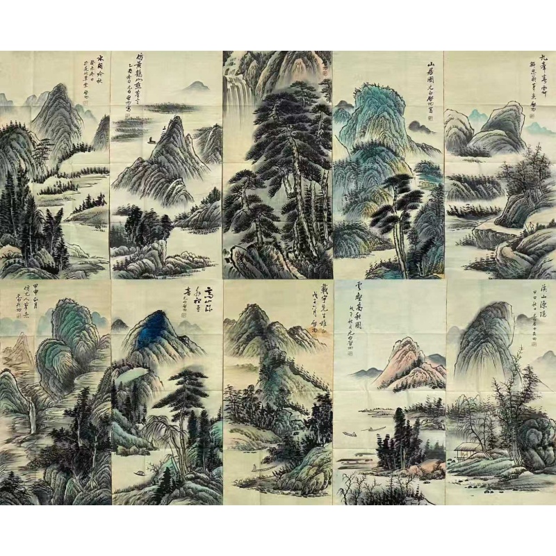 山水十条屏60377