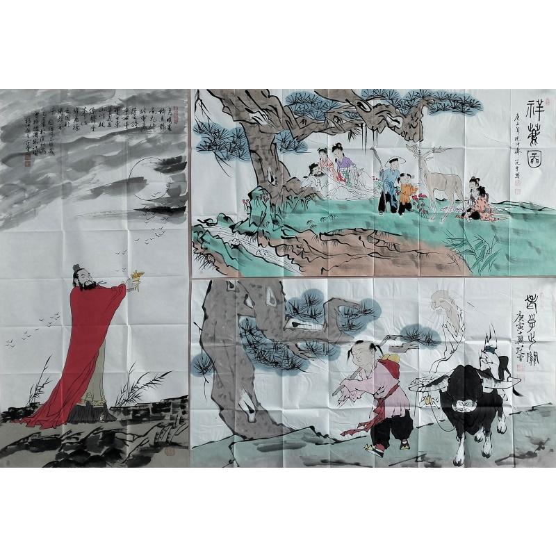 曹操醉酒图、祥鹿图、老子出关60317