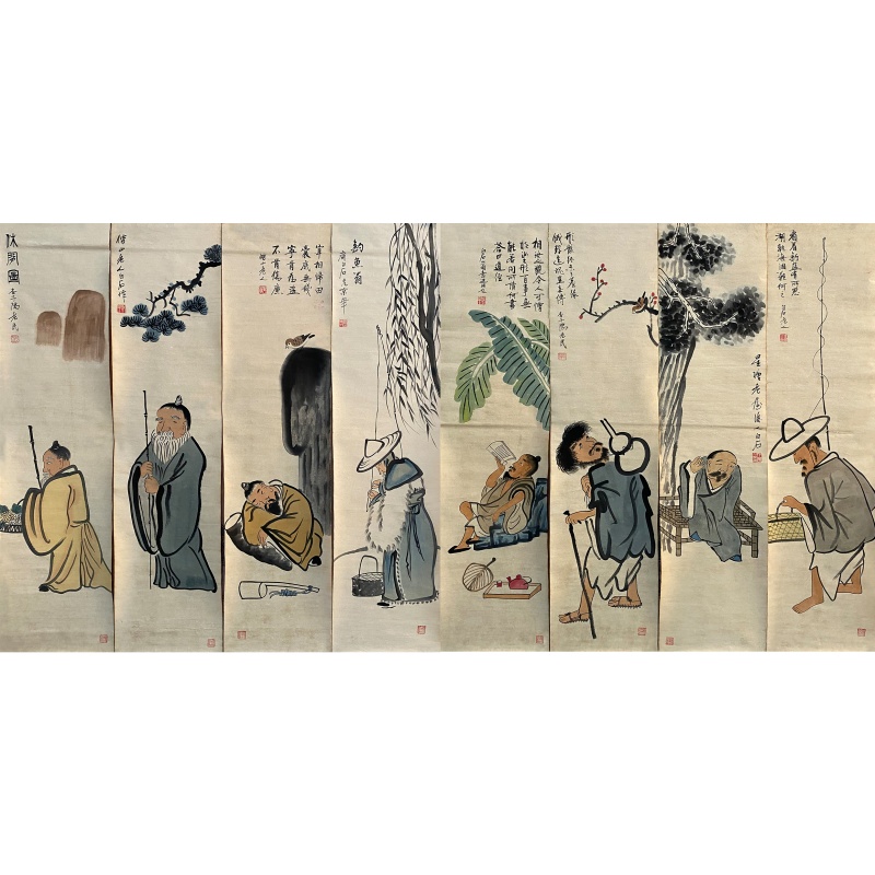 人物八条屏60111