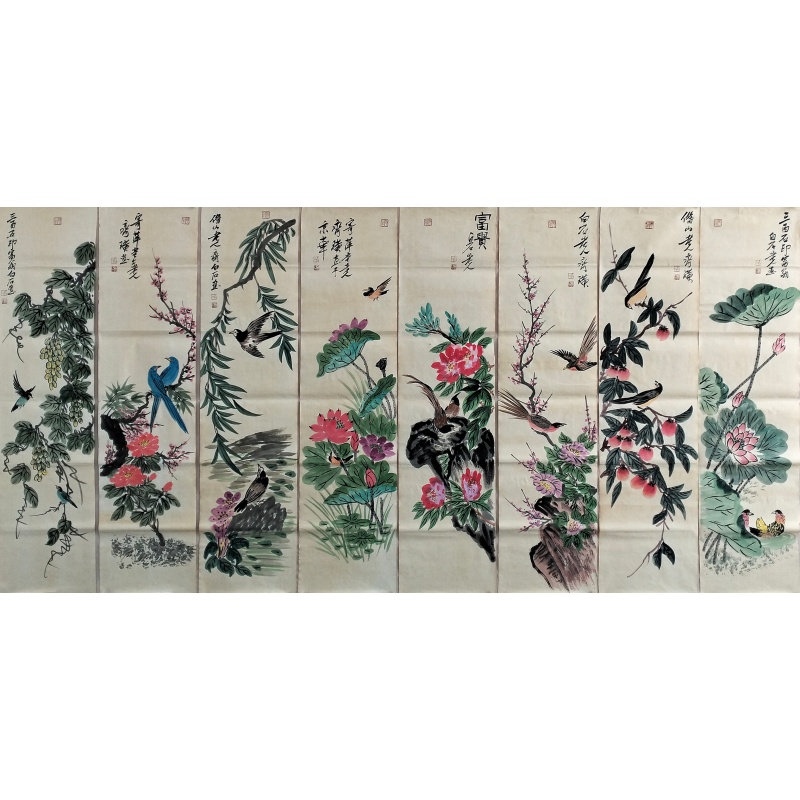 花鸟八条屏60326