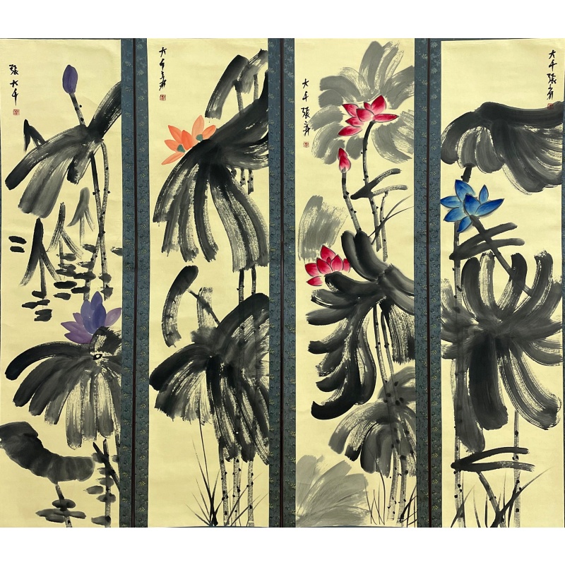 荷花四条屏59706