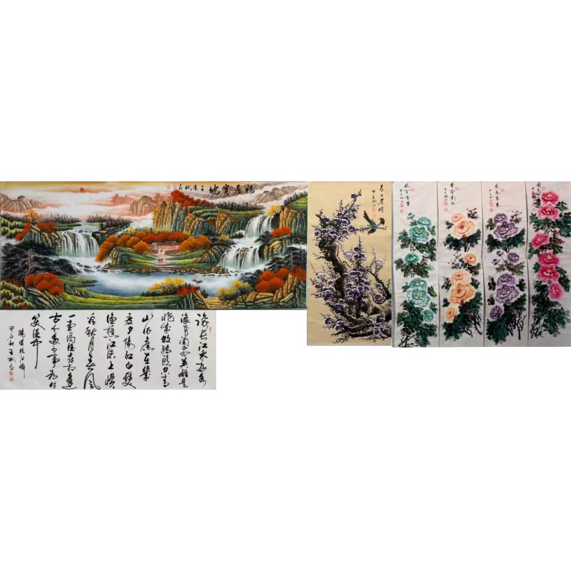 福居宝地、滚滚长江、喜上眉梢、牡丹图59985