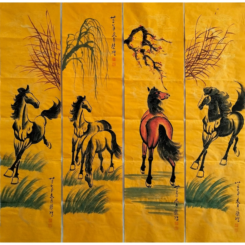 骏马四条屏59886