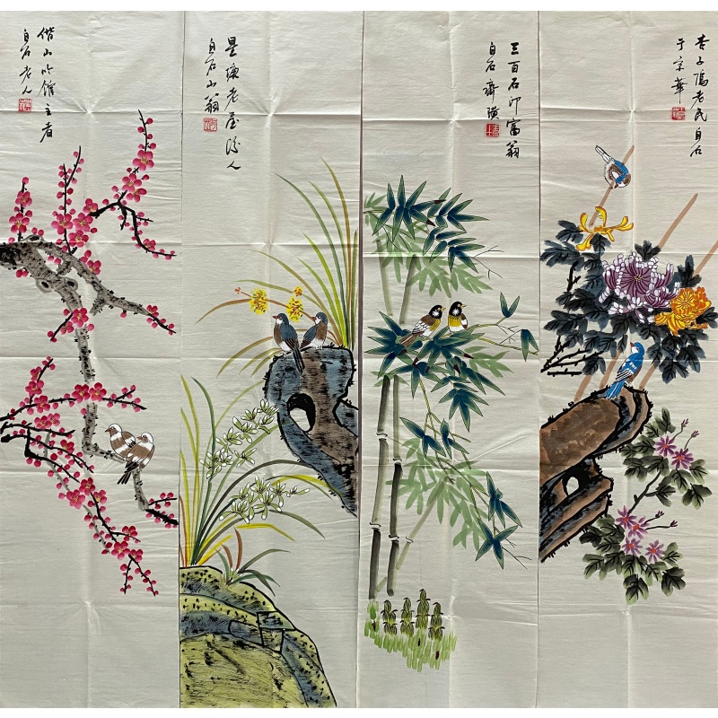 花鸟四条屏60043