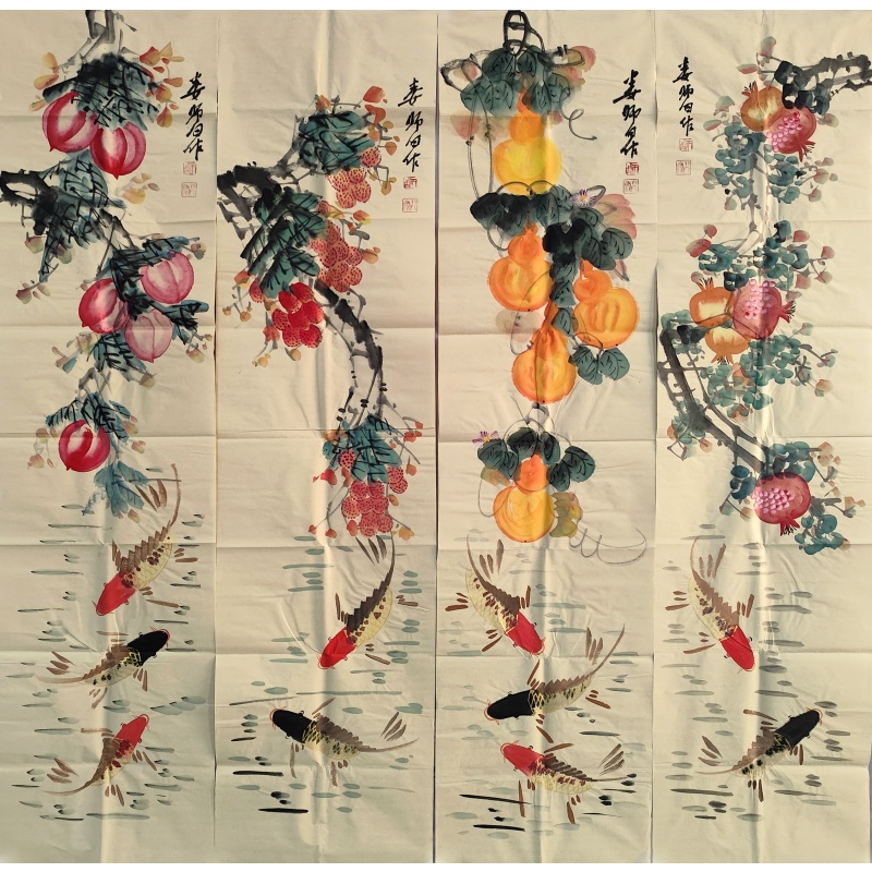 花鸟四条屏6296