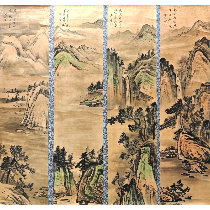 山水四条屏5640