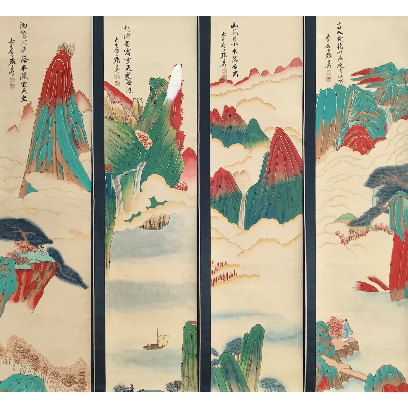 精品山水四条屏4380