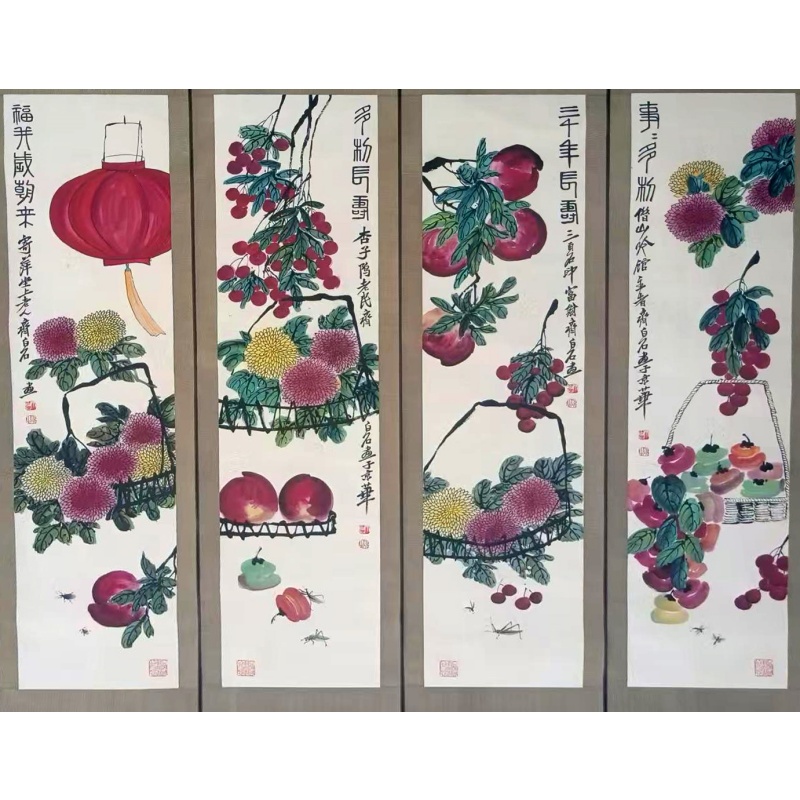 多寿四条屏AA0087