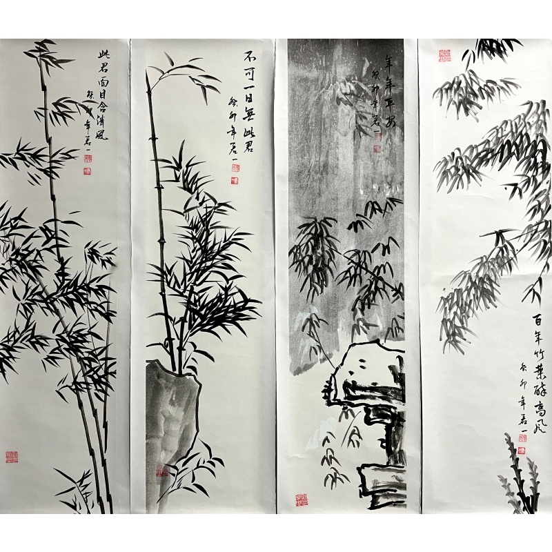 四条屏墨竹60058