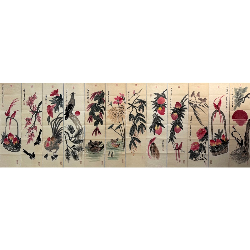 花鸟十二条屏59573