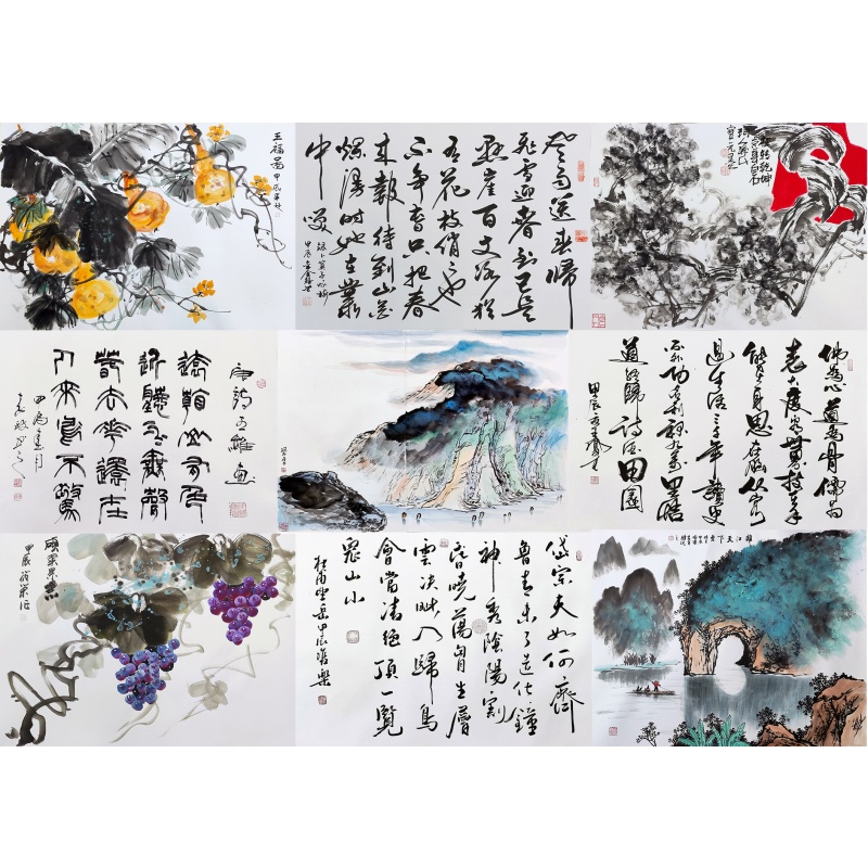 五福图七人合作长卷5834