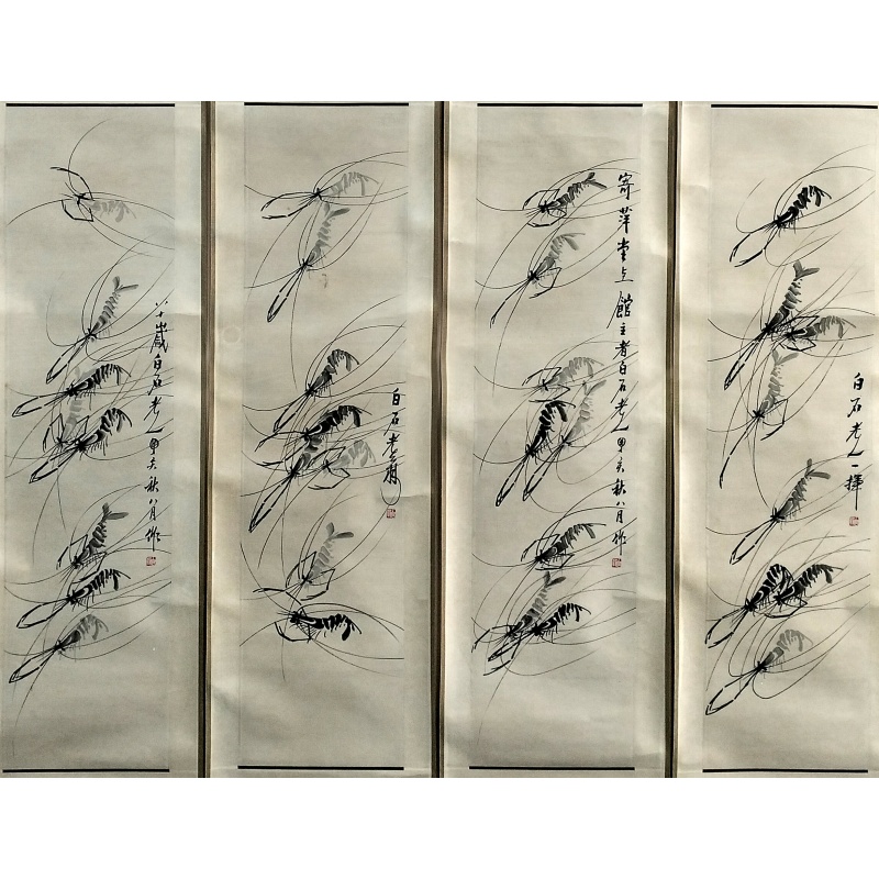 虾图四条屏59679