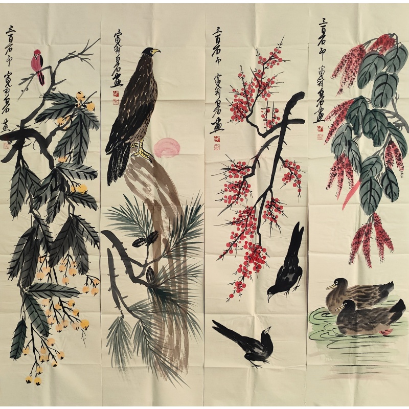花鸟四条屏3839