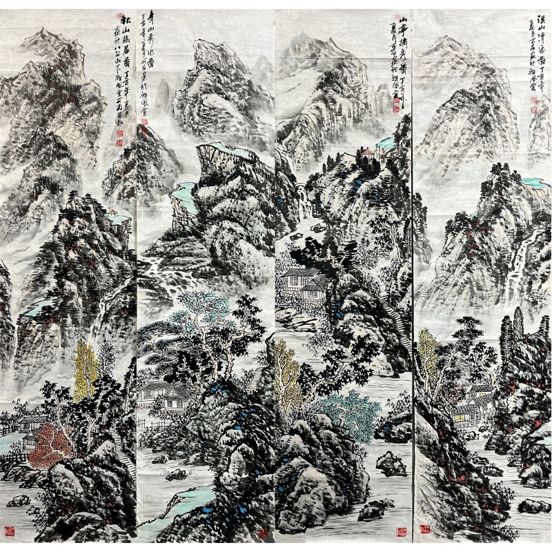 山水四副屏60074