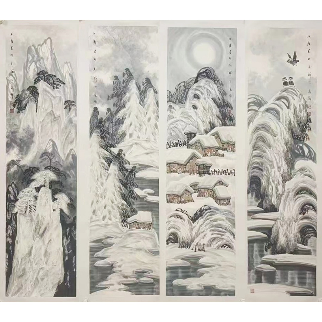 山水四条屏AD0056