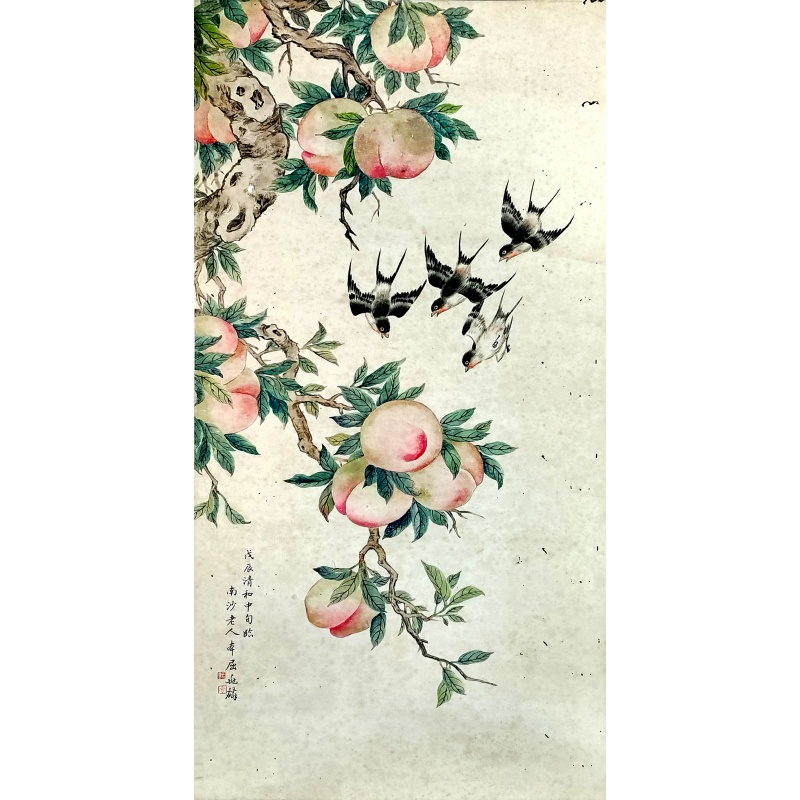 南沙老人寿桃四喜图4166