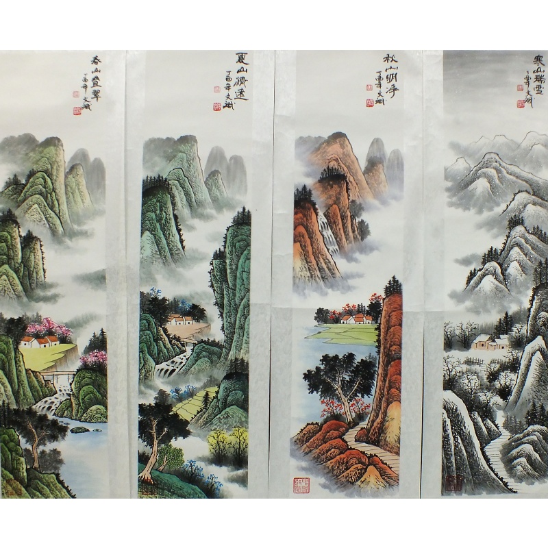 四季山水四条屏2147