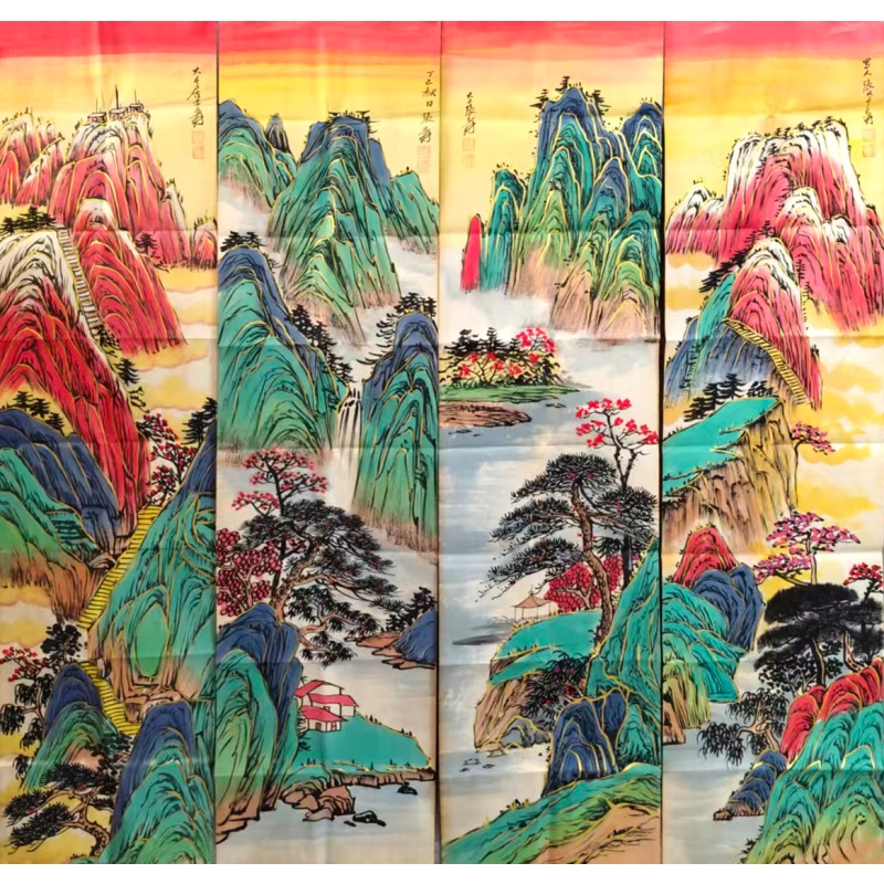 山水四条屏60078