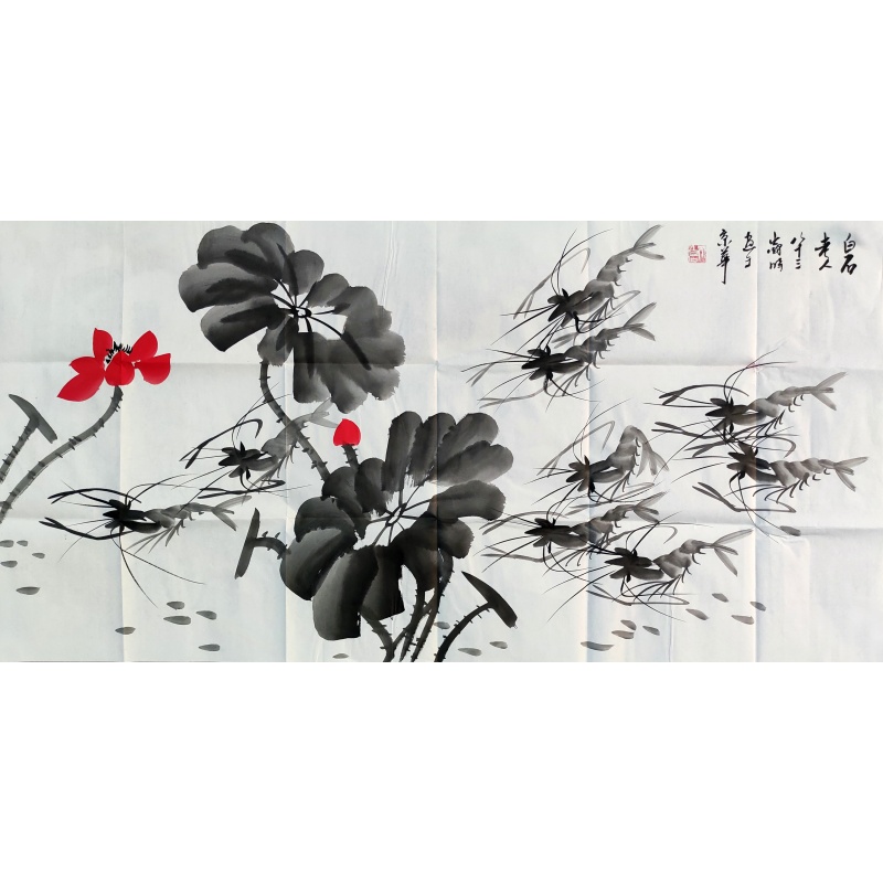 九龙图荷花虾6659