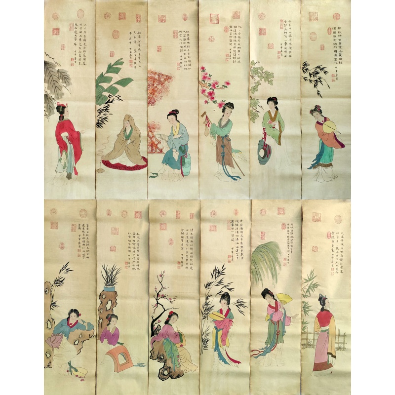 人物图十二条屏5983