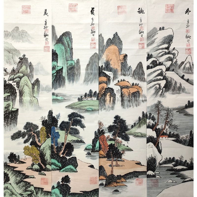 春夏秋冬四条屏2478