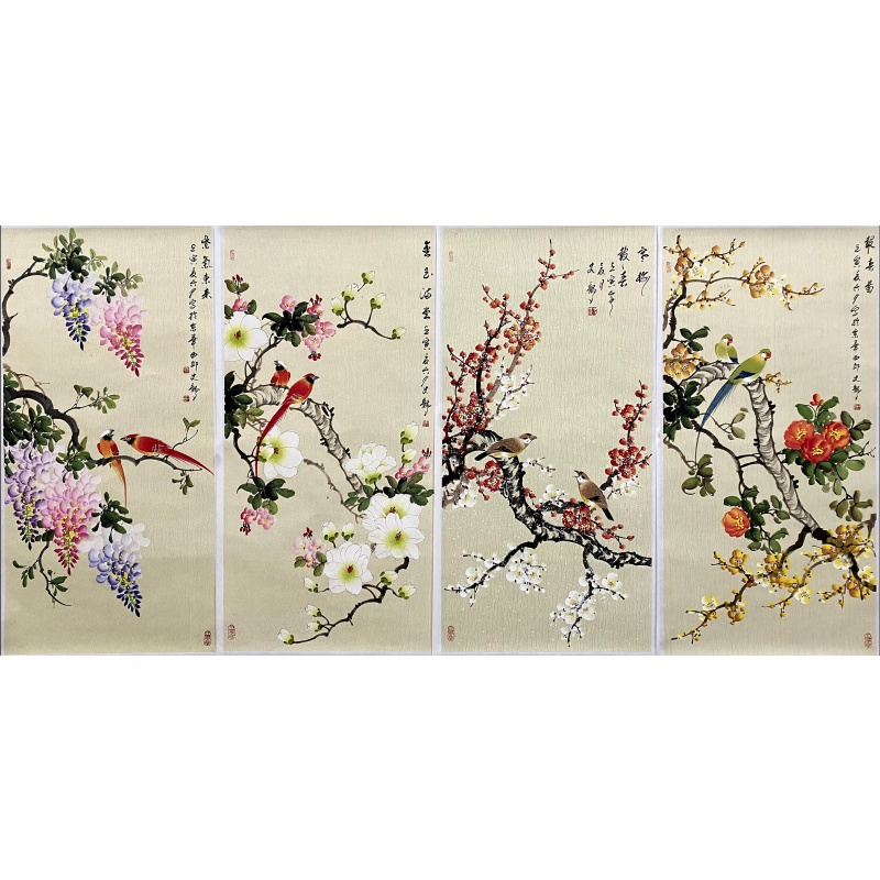 双清图四条屏3128