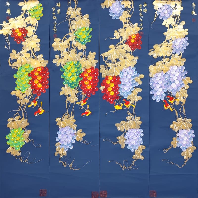 丰收图 四条屏3560