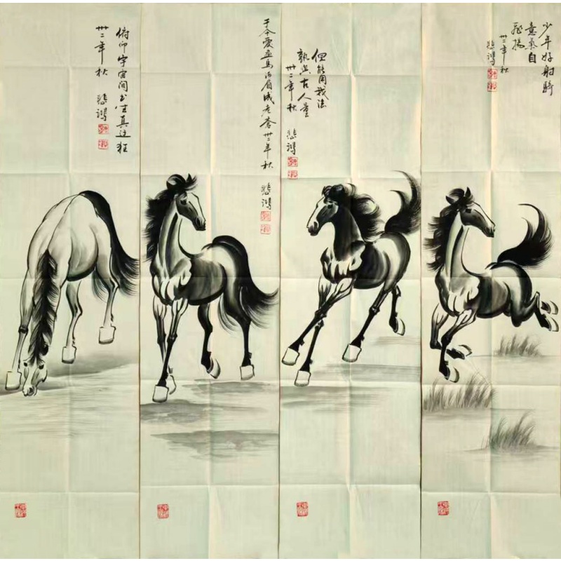 骏马四条屏6216