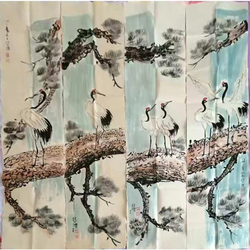 松鹤延年四条屏 AA0171