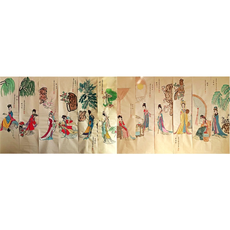 仕女十二条屏6864