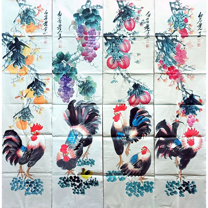 吉祥如意四条屏6785