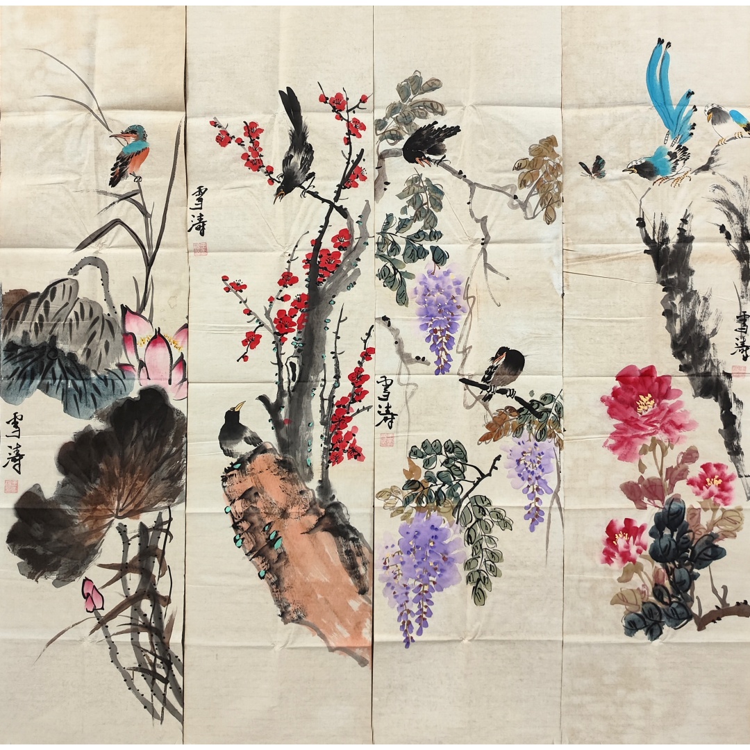 花鸟四条屏3460