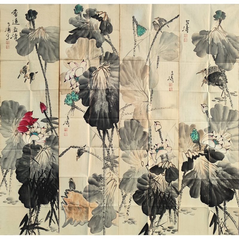 香远益清四条屏5287