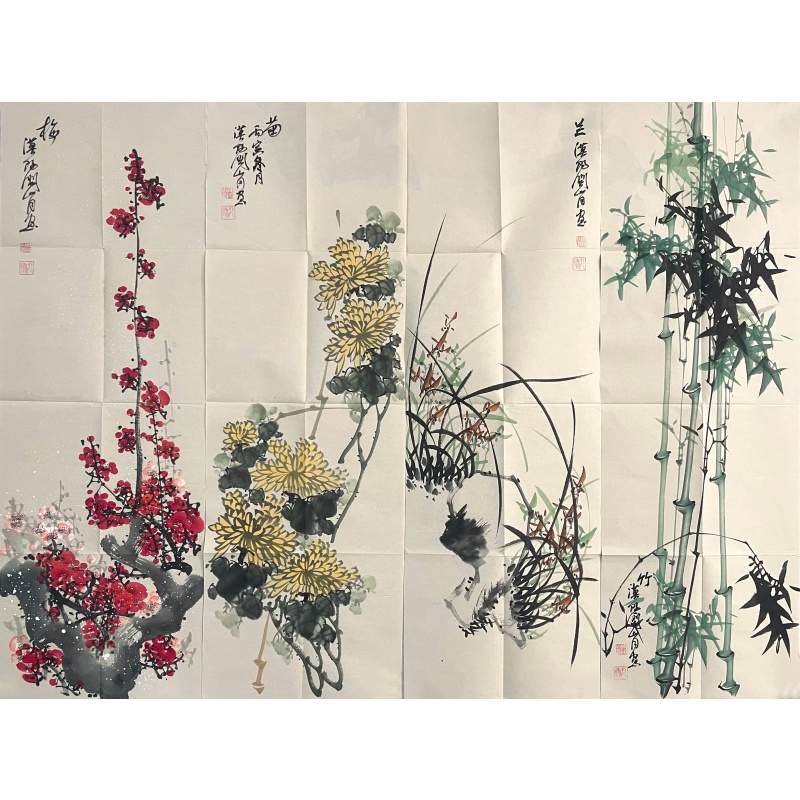 梅兰竹菊四条屏7997