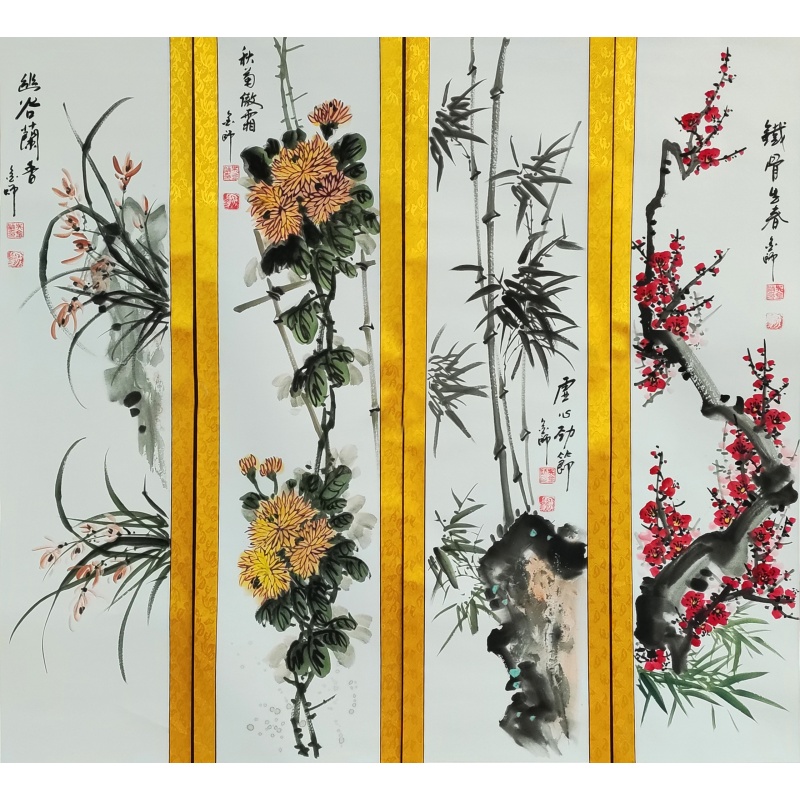 梅兰竹菊四条屏6401
