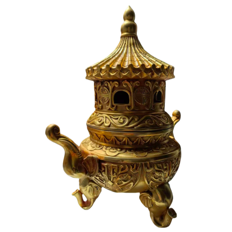 鎏金象耳熏炉AH0101